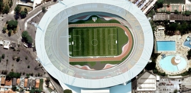 Imagem aérea faz uma projeção de como será a cobertura do estádio do Morumbi