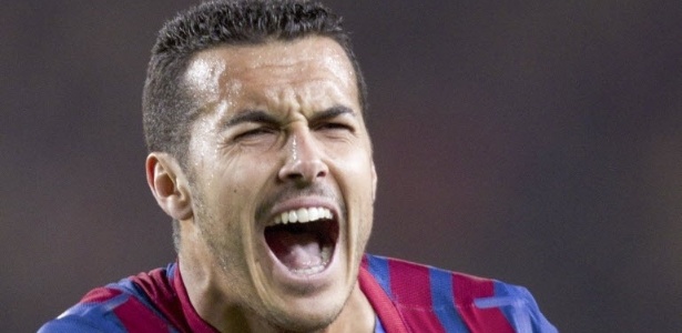 Pedro solta o grito na comemoração do primeiro gol do Barcelona contra o Real Madrid