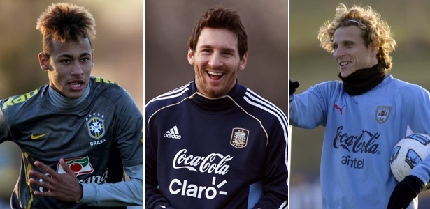 Messi, Neymar e Fórlan são as apostas dos favoritos Argentina, Brasil e Uruguai