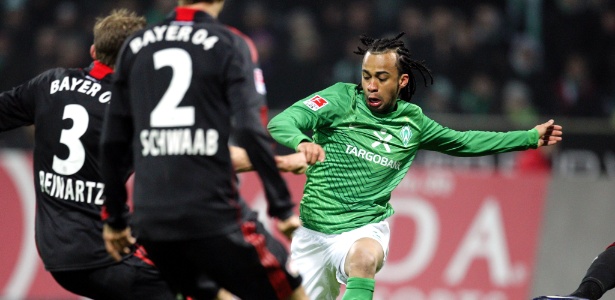 Wesley, Werder Bremen, em partida contra o Bayer Leverkusen, em Bremen
