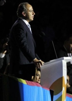 Felipe Calderón, presidente do México, na cerimônia de abertura do Pan de 2011