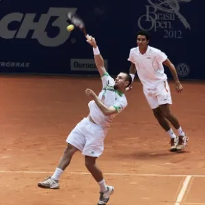 Final de duplas do Aberto do Brasil. O brasileiro André Sá e o eslovaco Michal Mertinak enfrentam o brasileiro  Bruno Soares e o norte-americano Eric Butorac neste domingo, em São Paulo - Rodrigo Paiva/UOL