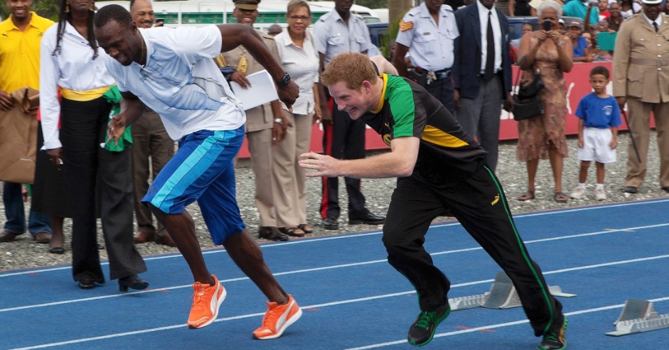 Príncipe Harry levou a sério o desafio contra o jamaicano campeão olímpico dos 100 m e 200 m