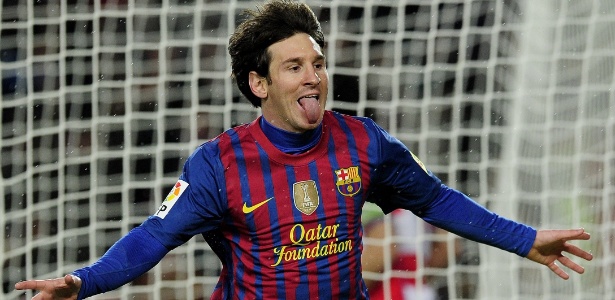 Messi comemora gol. Argentino se tornou o maior artilheiro da história do Barcelona - AFP PHOTO/ JOSEP LAGO