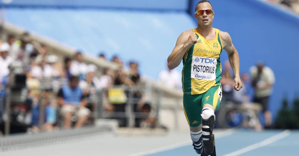 Oscar Pistorius disputa eliminatória dos 400 m pelo Mundial de atletismo em Daegu (28/08/2011)