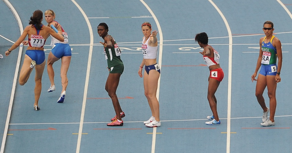 Jailma Sales durante a disputa do revezamento 4x400 m no Mundial de atletismo