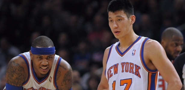 Estrelas do Knicks, Carmelo Anthony e Jeremy Lin não foram capazes de superar o Nets - Peter Foley/EFE