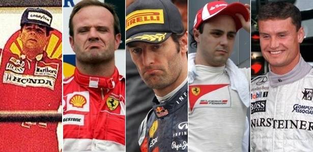 Berger, Barrichello, Webber, Massa e Coulthard estão na lista - Arte UOL