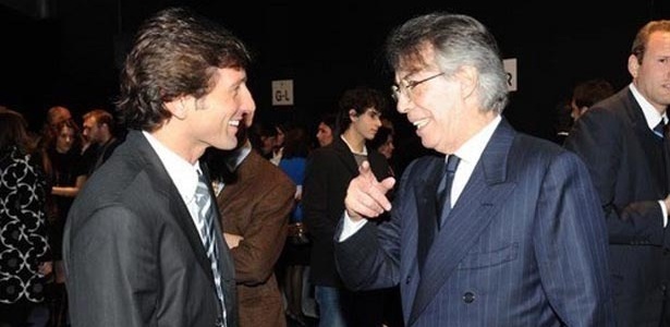 Massimo Moratti (à dir) conversa com o brasileiro Leonardo - Divulgação/Inter.it