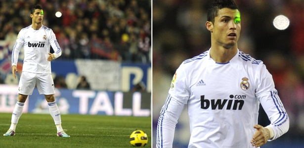 Cristiano Ronaldo é atrapalhado por laser em partida do Real Madrid