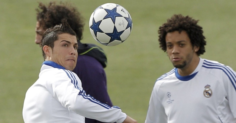 Cristiano Ronaldo e Marcelo treinam no Real Madrid para a Liga dos Campeões
