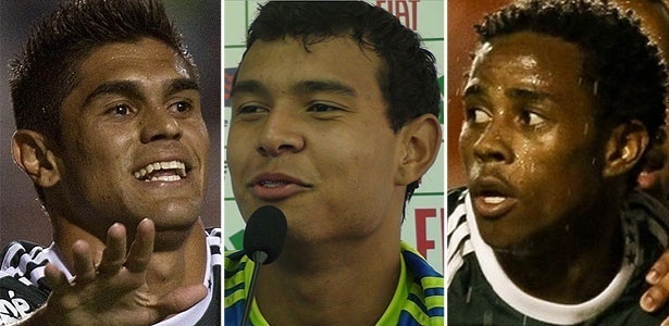 Luan (e), Vinícius (c) e Adriano disputam uma vaga no ataque do Palmeiras - Arte UOL