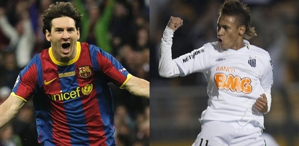 Messi e Neymar (d) podem se encontrar na final do Mundial de Clubes no Japão - Montagem sobre fotos de Lluis Gene/AFP e Sebastião Moreira/EFE