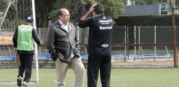 Cartola do Grêmio, César Dias, e o técnico Renato Gaúcho; contestações no Olímpico - Carmelito Bifano/UOL Esporte