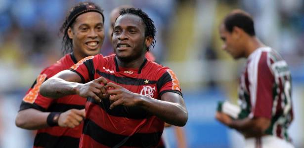 Willians comemora seu gol durante a vitória do Flamengo sobre o Fluminense - Fábio Borges/Vipcomm