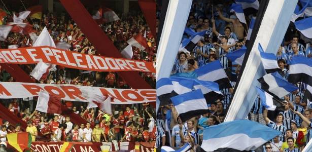 Inter e Grêmio aproveitaram as homenagens para Porto Alegre para "cornetear" os rivais - Fotos - Inter: Lucas Uebel/Vipcomm - Grêmio: Neco Varella/Freelancer