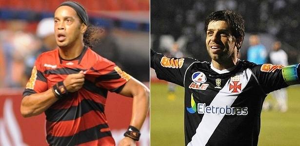 Ronaldinho Gaúcho e Juninho: símbolos da volta por cima dos rivais Flamengo e Vasco - Alexandre Vidal/ Fla Imagem e Site oficial do Vasco