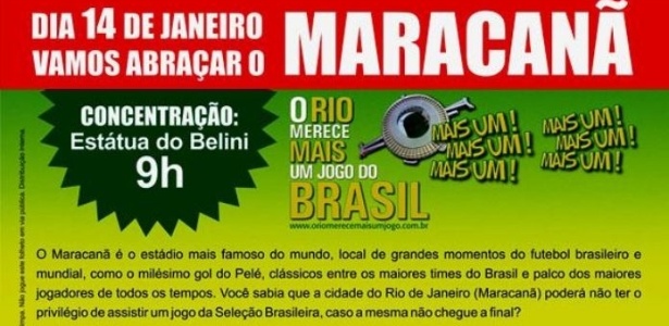 Cartaz de divulgação da campanha por mais um jogo da Copa no Maracanã