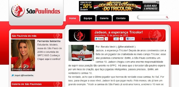 Estudante Maurício Renan criou o site Sãopaulindas para promover as torcedoras  - Site Sãopaulinas/Divulgação