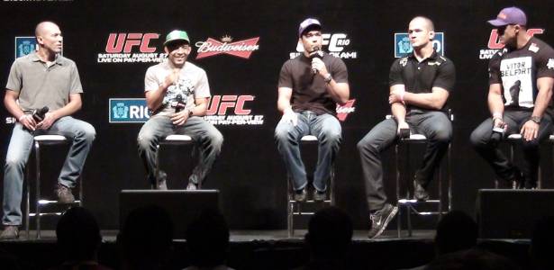Royce Gracie, José Aldo, Lyoto Machida, Junior Cigano e Vitor Belfort em evento do UFC