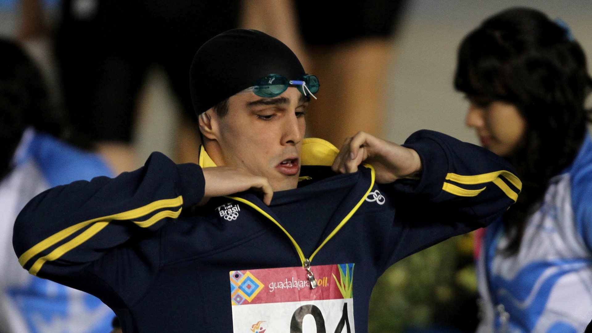 Bruno Fratus não conseguiu confirmar o seu favoritismo e ficou fora da final dos 100 m em Guadalajara (16/10/2011)