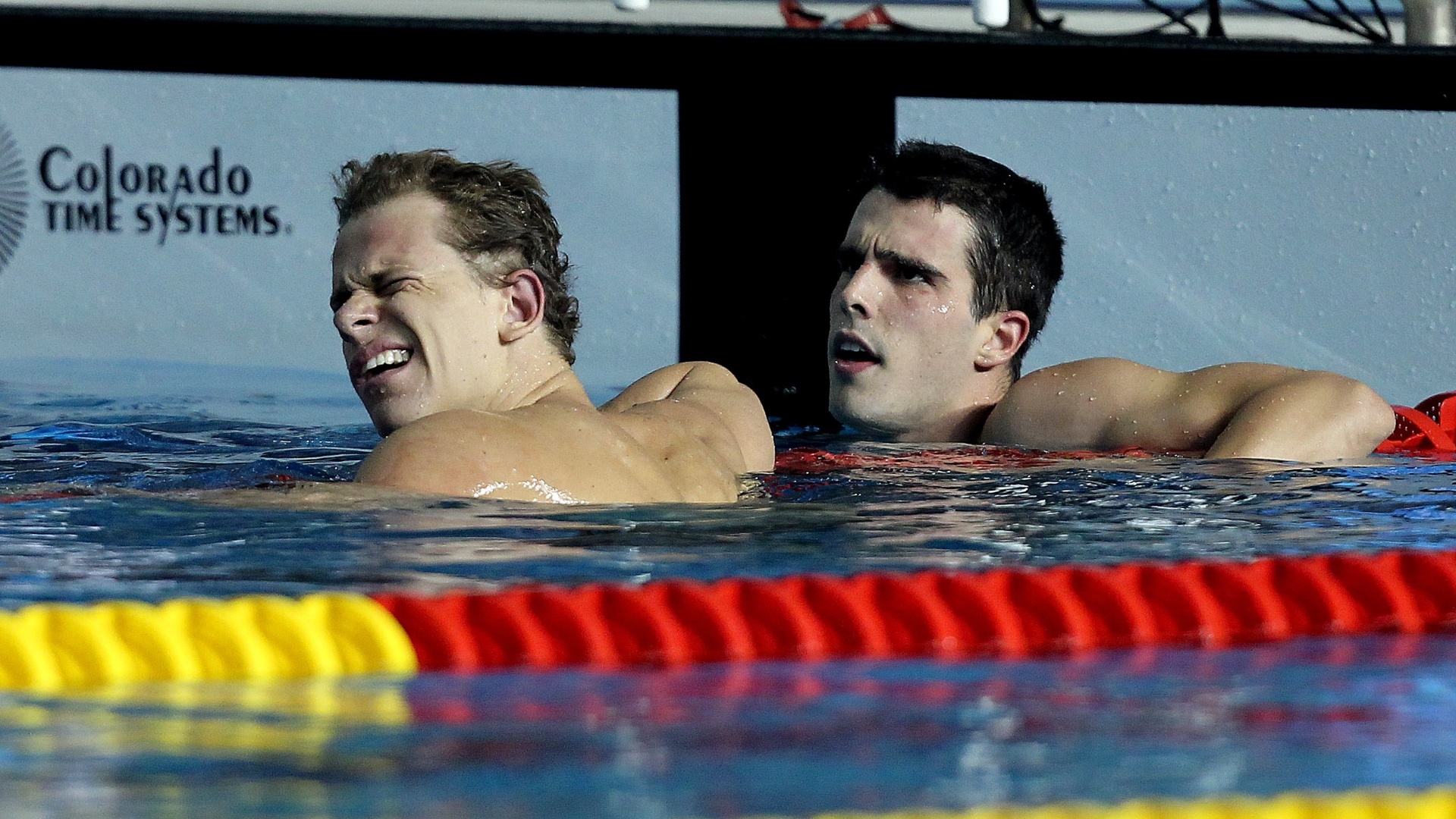 Cesar Cielo e Bruno Fratus fizeram dobradinha para o Brasil na prova dos 50 m livre em Guadalajara (20/10/2011)