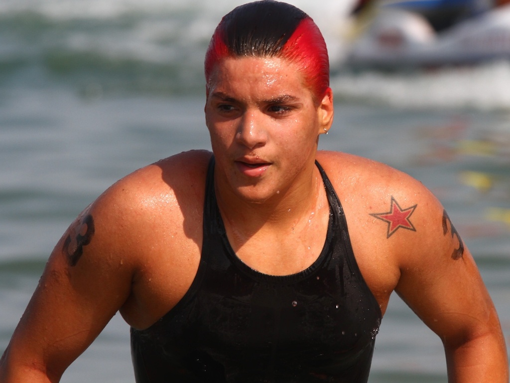 Ana Marcela Cunha terminou a maratona aquática na 5ª colocação, com o tempo de 2h05min55s (22/10/2011)