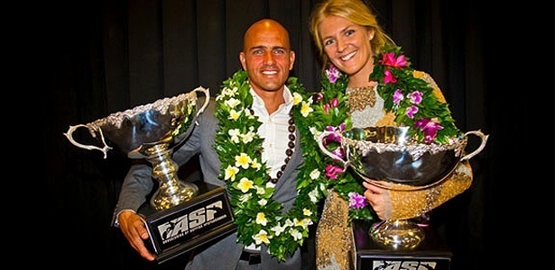 Os atuais campeões do circuito mundial Kelly Slater e Stephanie Gilmore - ASP