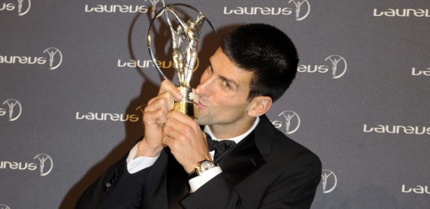 O tenista sérvio Novak Djokovic levou o último Prêmio Laureus, entregue no início do ano - Facundo Arrizabalaga/EFE