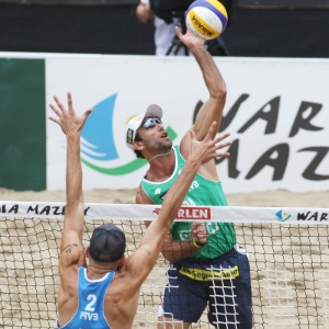 Marcio e Dalhausser disputam desafio internacional de vôlei de praia entre Brasil x EUA no Guarujá - Mauricio Kaye/Divulgação
